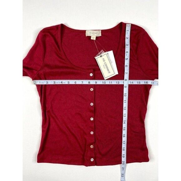 ‎Shirt Top Medium Dark Red Pointelle Button Front - Picture 2 of 8
